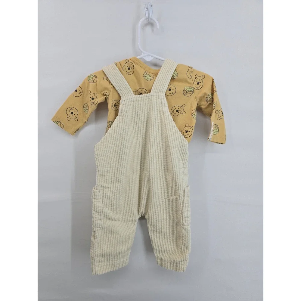 Disney Baby Winnie the Pooh Corduroy Overalls and Bodysuit Set Yellow Cream 3-6M